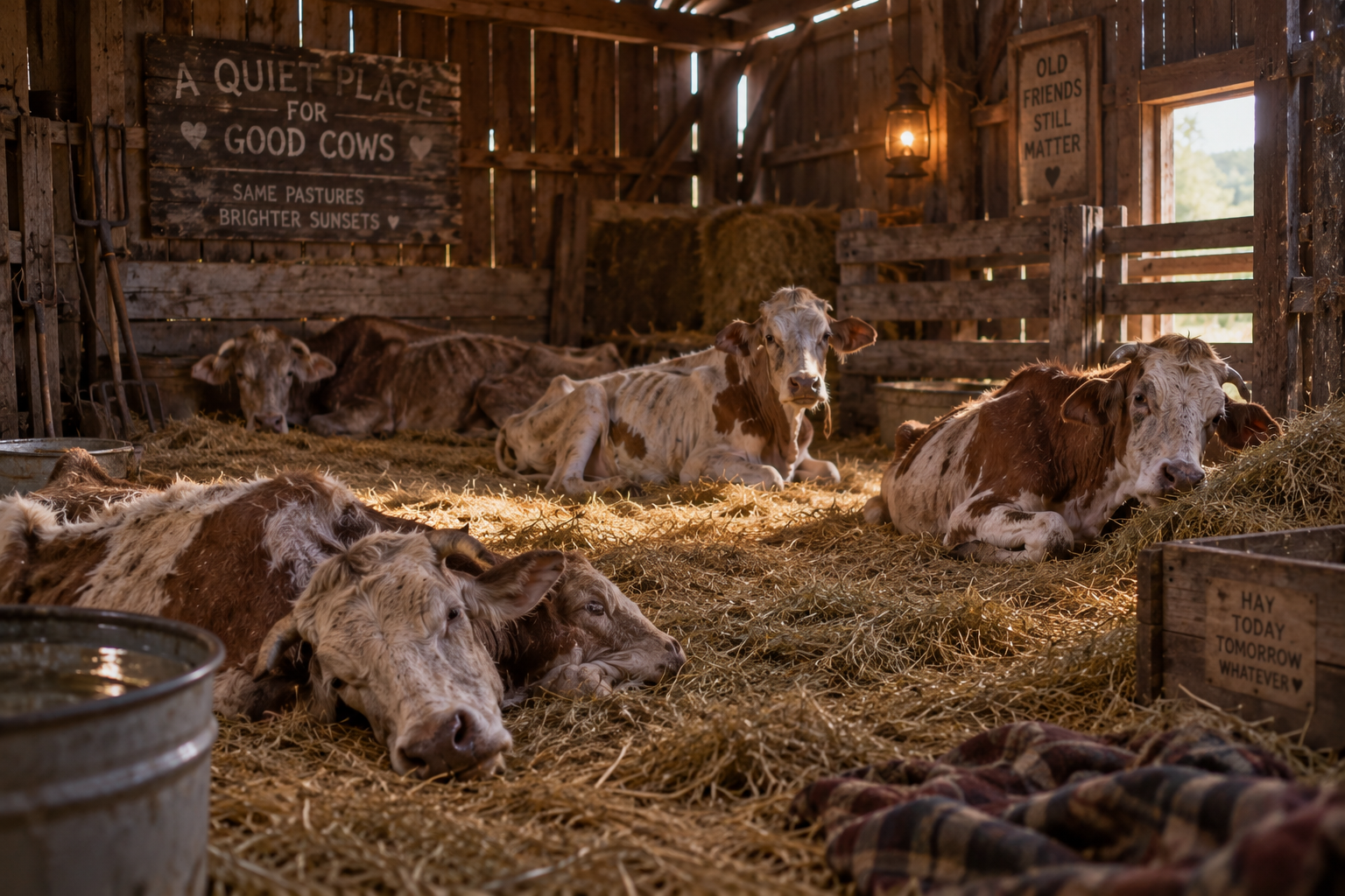 Evening in the geriatrics barn